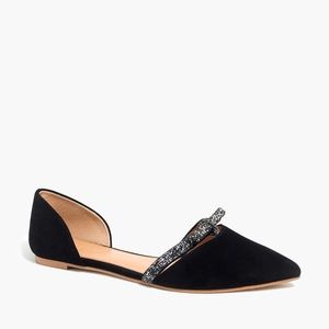 J. Crew Suede d’Orsay Flats with Sequin Bow